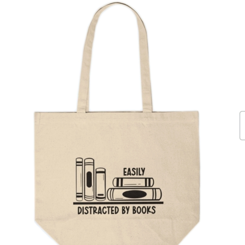 Easily Distracted by Books Custom Canvas Tote Bag